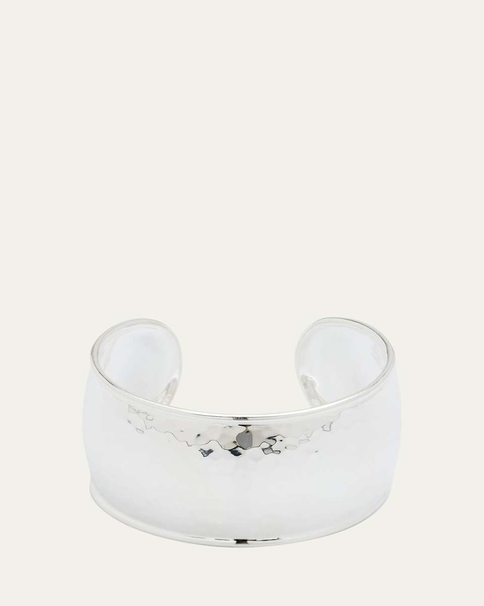 Statement Hammered Cuff Bracelet in Sterling Silver